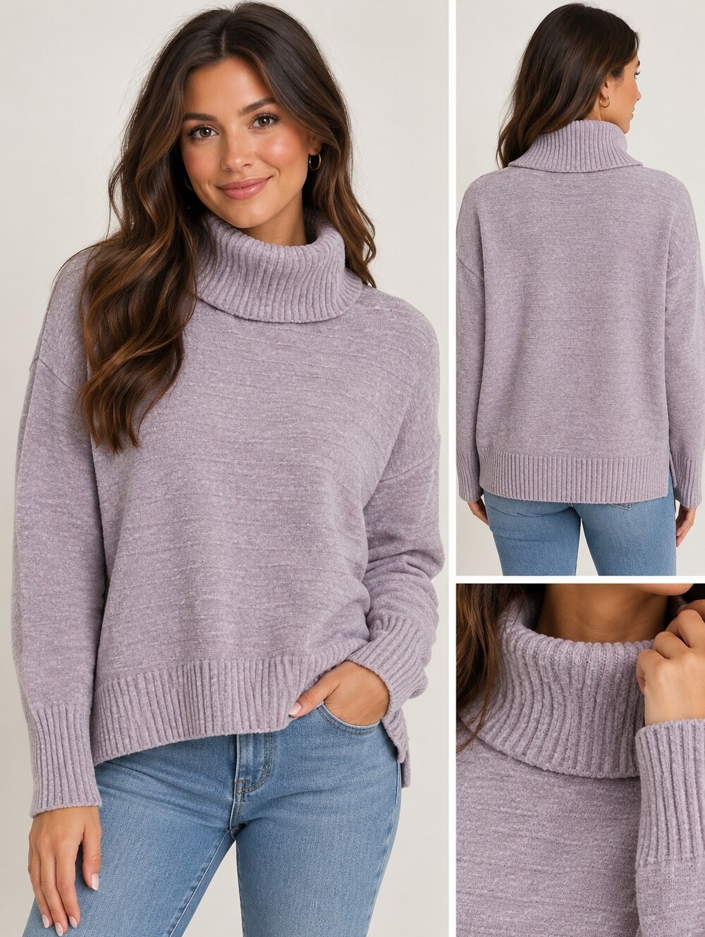 Old Navy Light Purple Textured Cowl Neck Sweater - Size Small